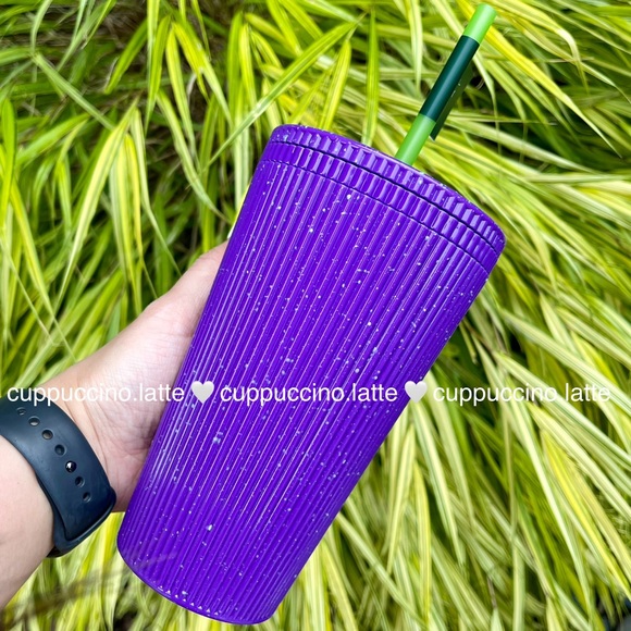 💜2 NWT✨Starbucks 2024 Purple Pleated Speckled Glow in the Dark Halloween Cups - Picture 8 of 12